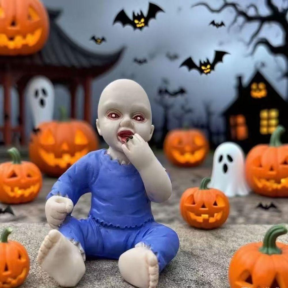 Resin Haunted House Ghost Baby Decor Scary Ghost Baby Doll Figurine Table Centerpiece