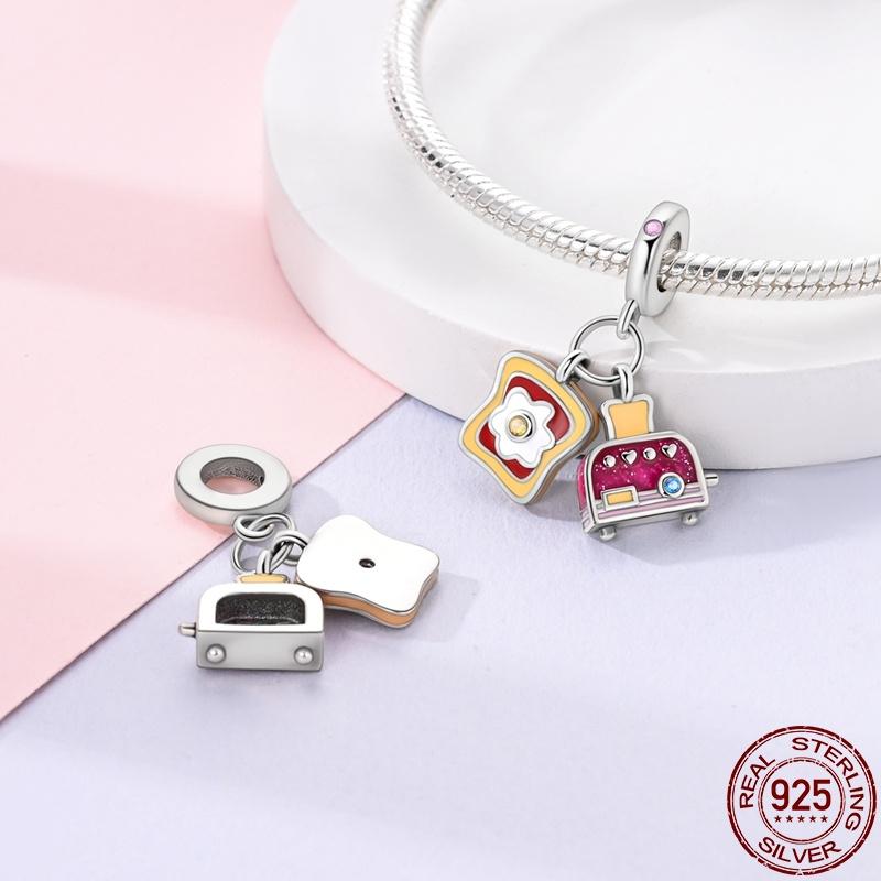 Fit 3Mm Panoriginal Bracelet 100% Copper Toaster Toast Pendant Charm For Women Jewelry Diy Fine Giftnew