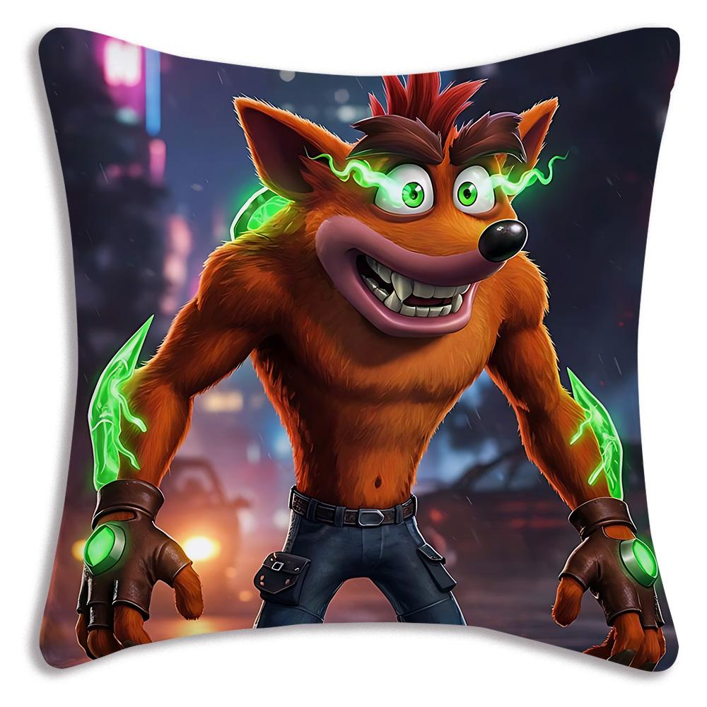 Cartoon Crashs B-Bandicoots Pillow Covers Cartoon Sofa Decorative Home Double-sided Printing Short Plush Cute Cushion Cover
