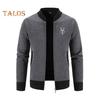 Fall Winter Sweater Coat with Side Pockets Round Neck Zip-up Slim Fit Thickened Long Sleeves Embroidery Daily Wear Work Dating Jacket