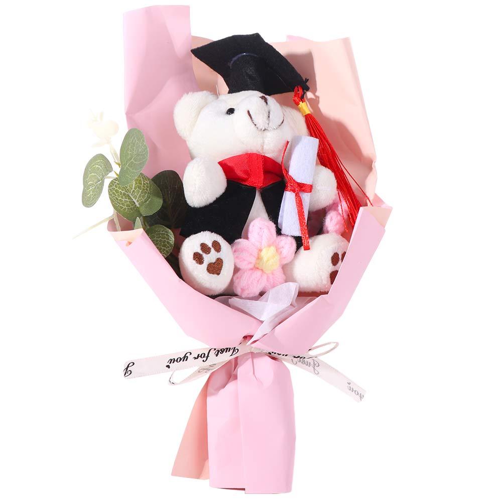 Graduation Season Little Bear Crochet Bouquet Celebrate Party Congratulation Graduation Flower Bouquet Graduation Ceremony розовый