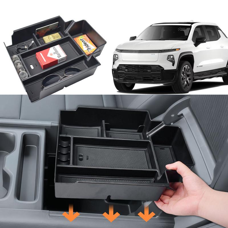 Center Console Organizer Storage Box Tray For 2024-2025 Chevy Silverado EV Work Truck (WT) Car Armrest Box Storage Accessories