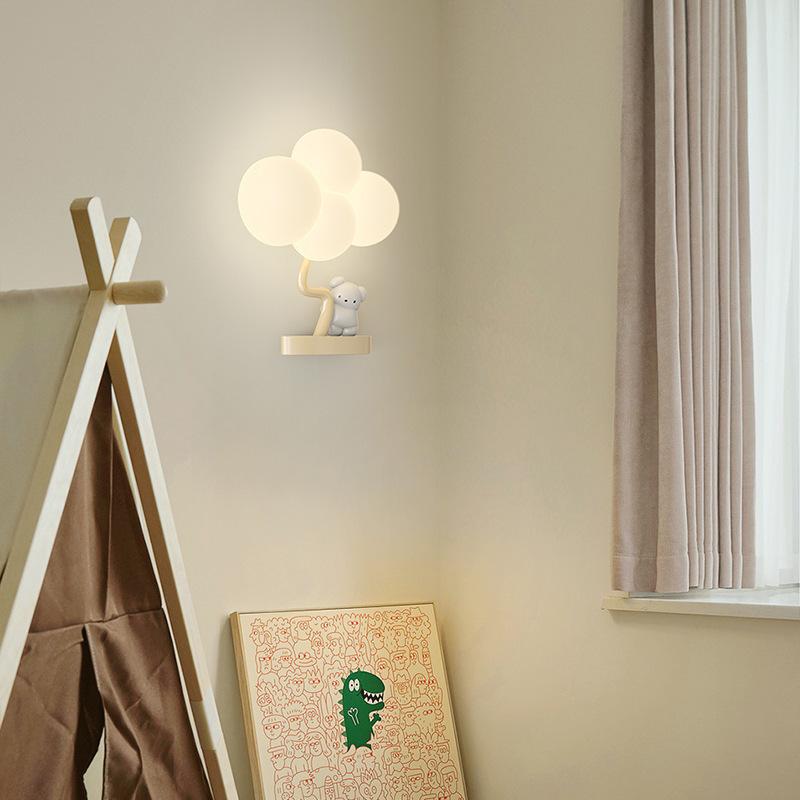 Modern Simple PE Monkey LED Wall Light Petal Cream Wind Nordic Bedroom Board Study Wall Lamp Dimmable Luster Atmosphere