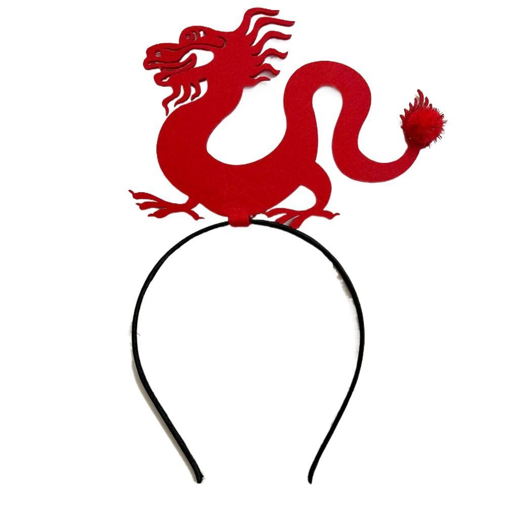 Cartoon Dragon Headband Red Hairband New Year Hairband 2024 Happy New Year Headband  New Year Gift