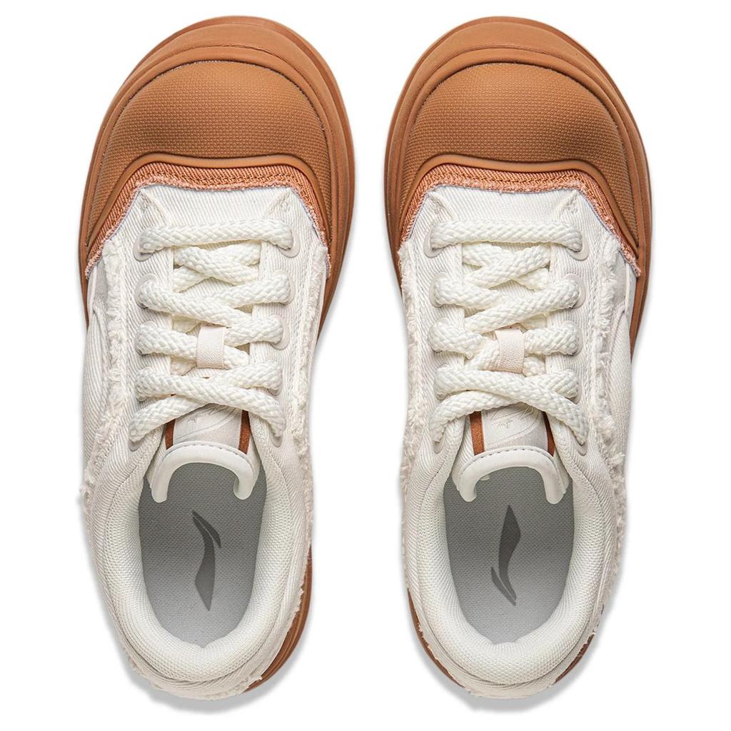 Li-Ning Honning Tyk Såle Platform Sneakers Klassiske Komfortable Trendy Sklisikre Slitesterke Lavsko Damesneakers Hvit Brun AGCV096-1