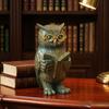 Reading Animal Figurine Retro Owl Rabbit Raccoon Reading Book Statue with Glow in The Dark Glasses for Bookshelf Desktop Home Decor