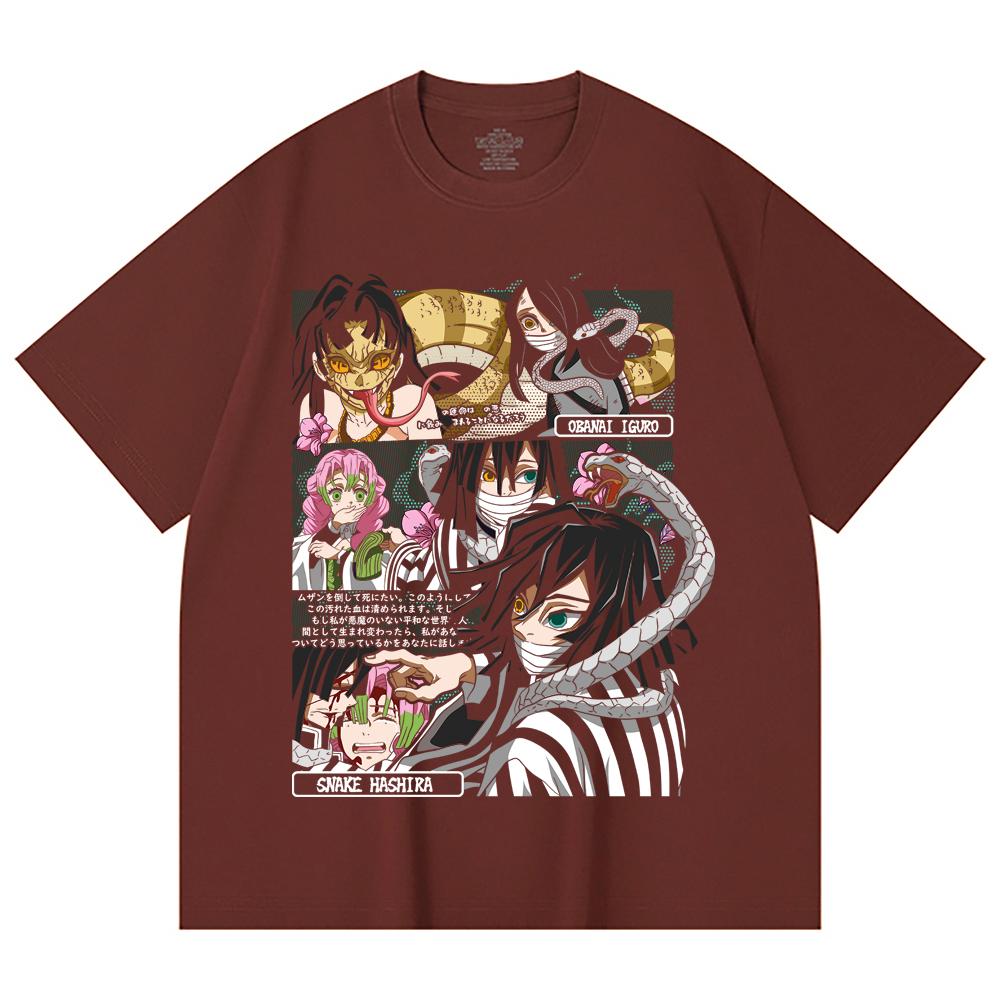 230 Gsm 100% Cotton Demon Slayer V17 Obanai Print Unisex Heavy Cotton T Shirt