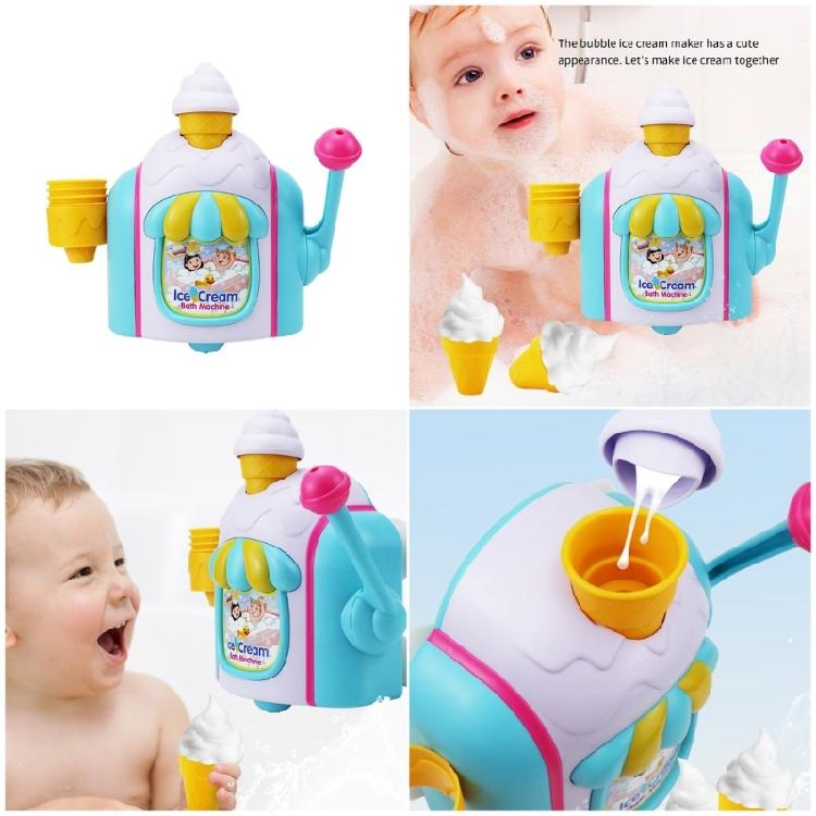 Ice Cream Bubble Maker Foam Machine Bath Entertainment Toy Safe Foam Maker Toy for Toddler Shower Time Fun Bathing Toy
