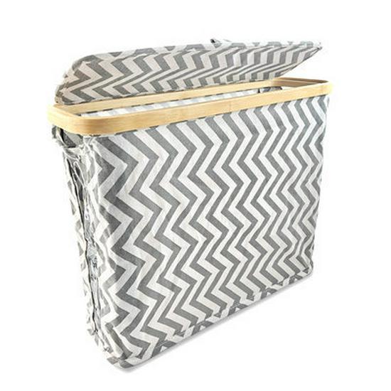 Foldable Bamboo Storage Bin with Lid for Kitchen Recycling