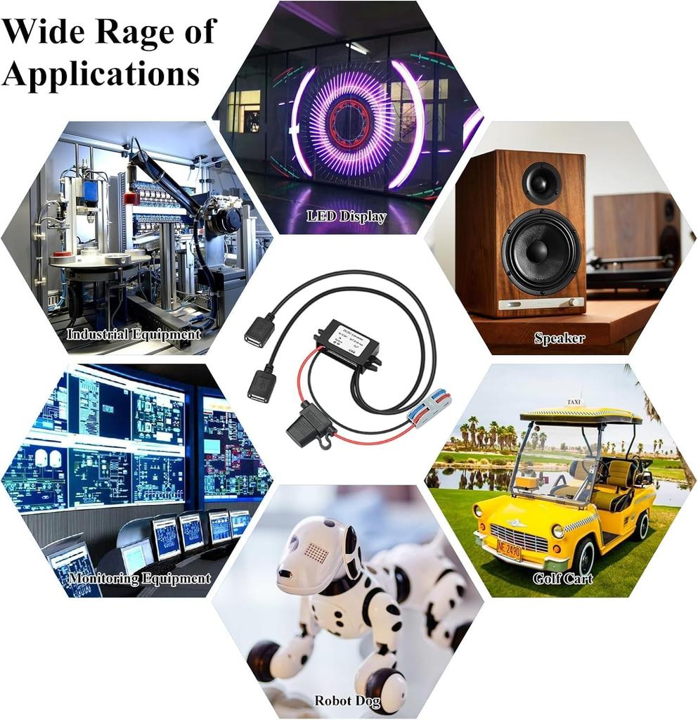 YABOANG Dual USB Ports 8-32V To 5V DC/DC Power Converter, Voltage Converter 8-32V-5V3A 15W