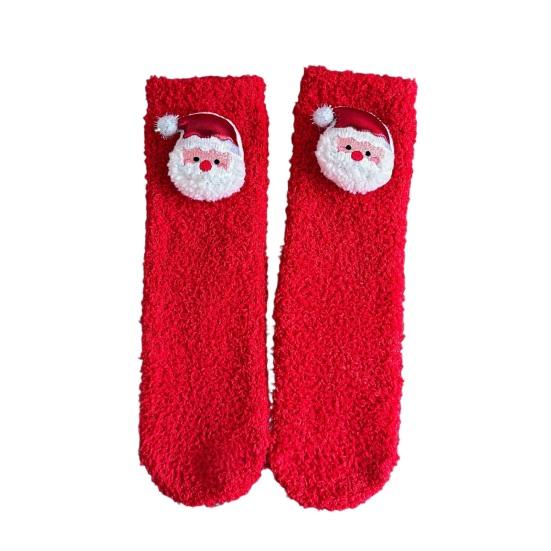 1 Pair Plush Christmas Socks with Non-Slip Grip Festive Holiday Floor Socks Soft Warm Fleece Stockings Gifts for Kids Adults