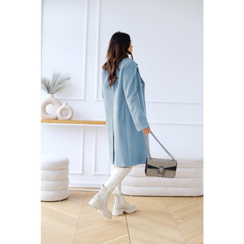 YYFS Moda mujer Casual Color sólido estampado Otoño Invierno manga larga cuello POLO chaquetas y abrigos