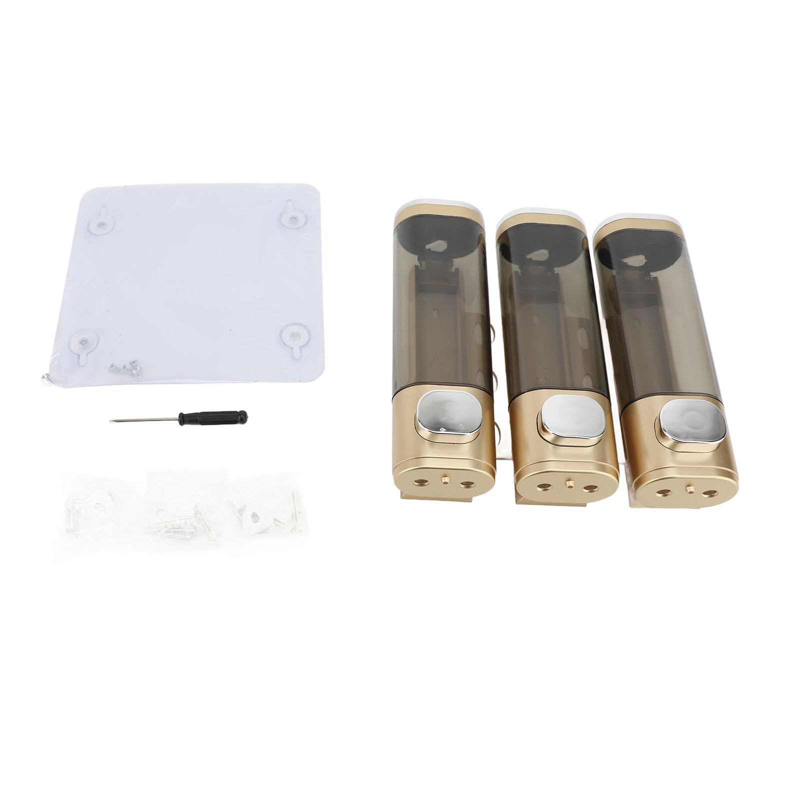 

3 в 1 300 мл Пресс-диспенсер для жидкого мыла настенный для ванной комнаты, душа, шампуня, кондиционера для волос золотой