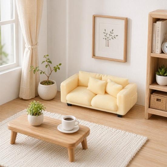 Miniature Couch Tiny Miniature Realistic Couch for 2-Seater Couch Furniture Mini Loveseat
