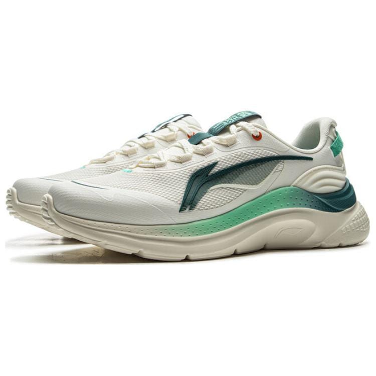 Li Ning Liuyun Cushioning Slip Resistant Abrasion Resistant Lightweight Low top Running Shoes Men's Beige Green ARSV043-4
