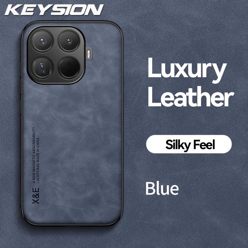 KEYSION Luxury Retro PU Leather Phone Case for Xiaomi 15T Pro Soft Silicone+PC Shockproof Phone Back Cover for Xiaomi 15T 15TPro
