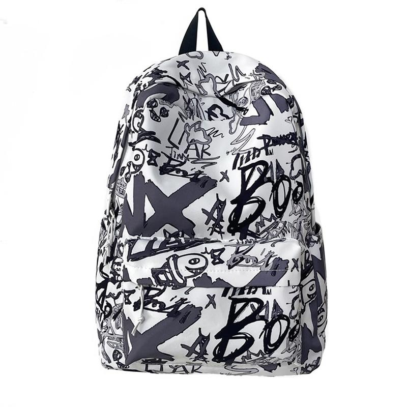 Graffiti Print Backpack Junior High School Student Lightweight Schoolbag Men and Women Large Capacity Backpack