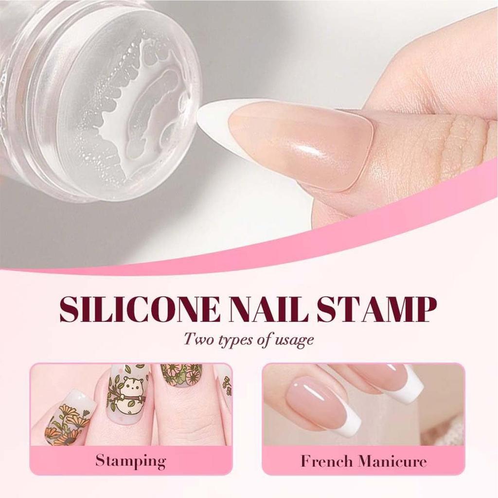 Silicone Nail Stamping Plates Pure Clear Jelly Nails Art Stamper Scraper Set Silicone Jelly-like Stamp Manicure Accessories