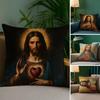 S-Sacred Aesthetic Art Pillow Case Plush Linen Soft Double Sided Printed Design Throw Cushion Decorative Home
