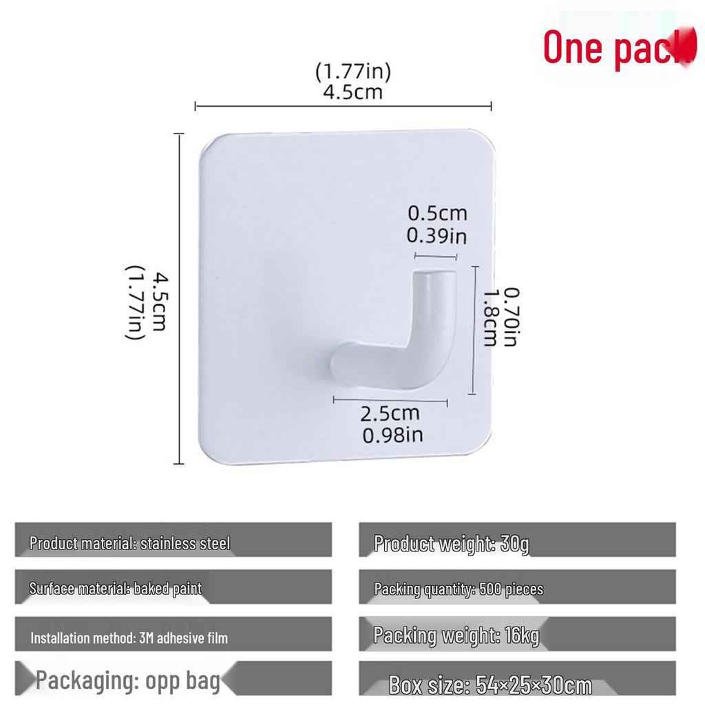 Stainless Steel No-Drill Adhesive Hook for Bathroom/Kitchen – Black