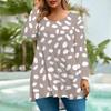 Women's Fashion Large Size Round Neck Long Sleeve Casual Print Loose Pullover Top