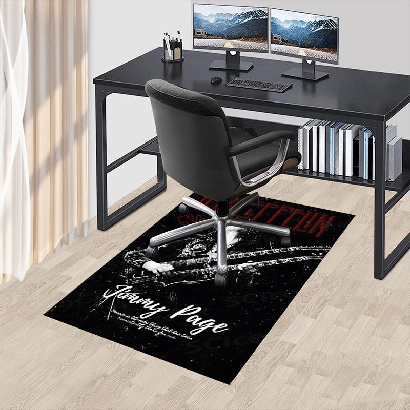 1pc Led Zeppelin Jimmy Page Home Office, Durable Polyester Floor Mat with Easy, Office Decor, Urban Style, Nonslip Backing, Highquality Fabric