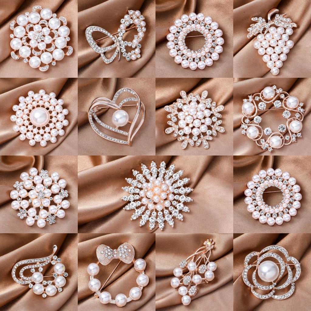 1PC Women's Fashion Temperament, Multiple Types of Geometric Imitation Pearl Brooch Accessories, Party Holiday Gifts