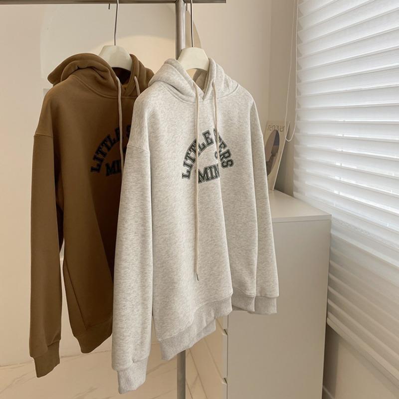 Women Long Sleeve Hooded V Neck Loose Pullovers Female Tops Solid Color Sweatshirts