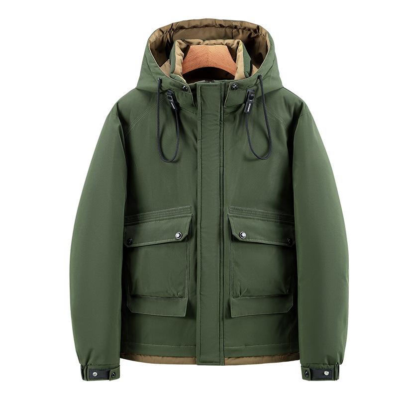 Veste d'hiver à capuche pour homme, résistante à la pluie et au froid, épaisse, chaude, légère, décontractée, ample, confortable, en coton, veste matelassée