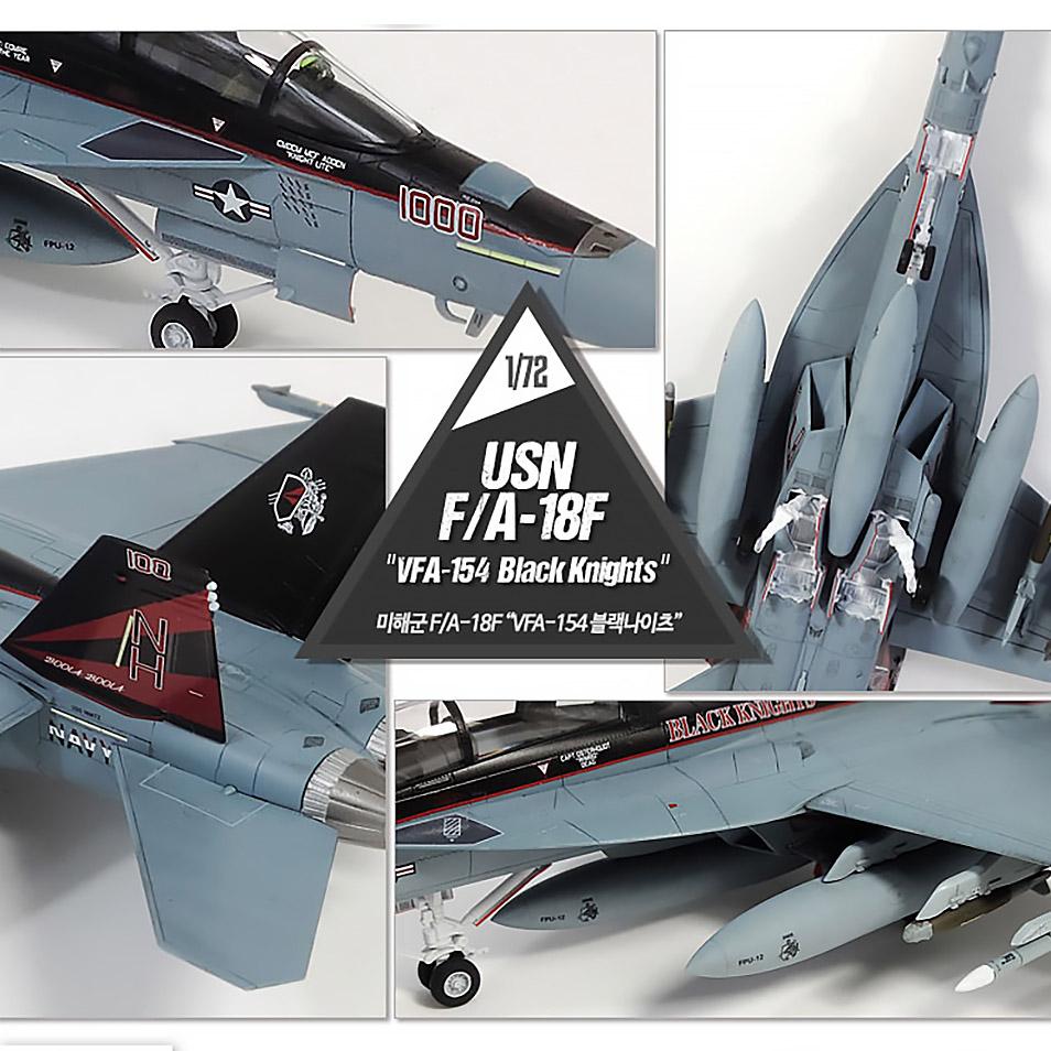 1/72 USN F/A-18F VFA-154 Black Knights #12577 Academy Model Kit DIY Assembly Puzzles Military Building Blocks Toy