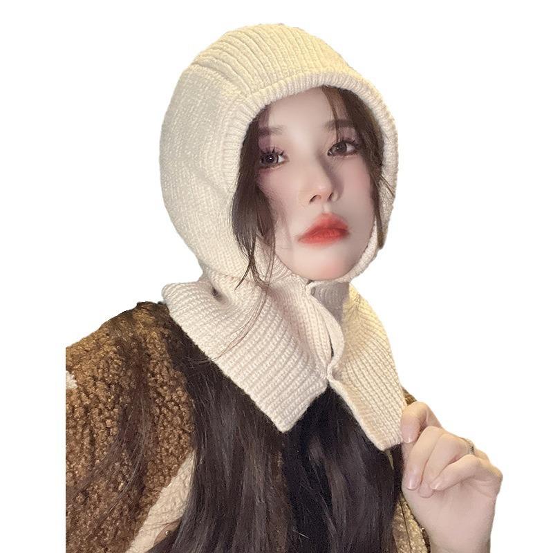 Balaclava Hat Korean Fashion Autumn and Winter Knitted Hat Fashionable Warm Neck Cover Bag Head Hat Wool Hat Neck Protection