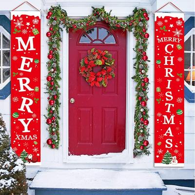 Dekoracja Świąteczna na Drzwi 2024 Baner Merry Christmas Dekoracja do Domu Wisząca Ozdoba Świąteczna Navidad Szczęśliwego Nowego Roku Prezent