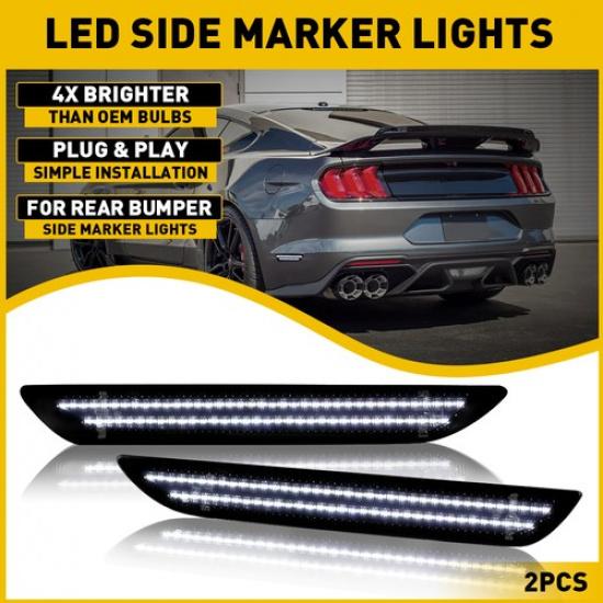 Front Rear / Fender Red White LED Side Marker Light For 2015- Ford Mustang