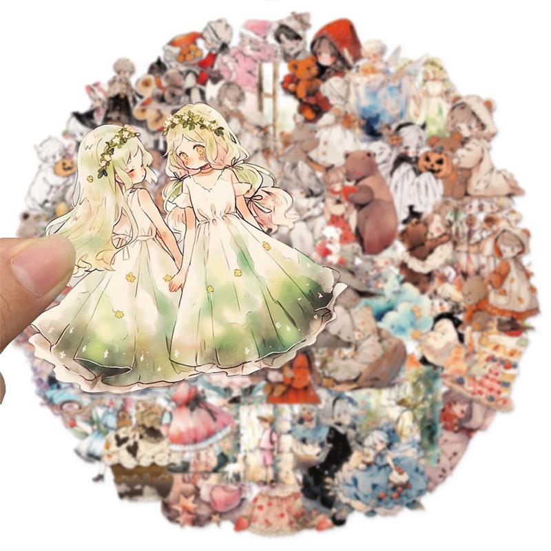 50PCS Fairy Stickers Retro Aesthetic Fairy Tale Princess Sticker Garden Fairy Party Gift Supplies Vinyl Waterproof Decorative