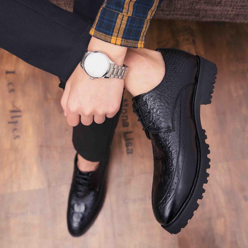 Men's shoes winter velvet warm leather shoes men's wedding groom shoes Korean version trendy versatile leather shoes