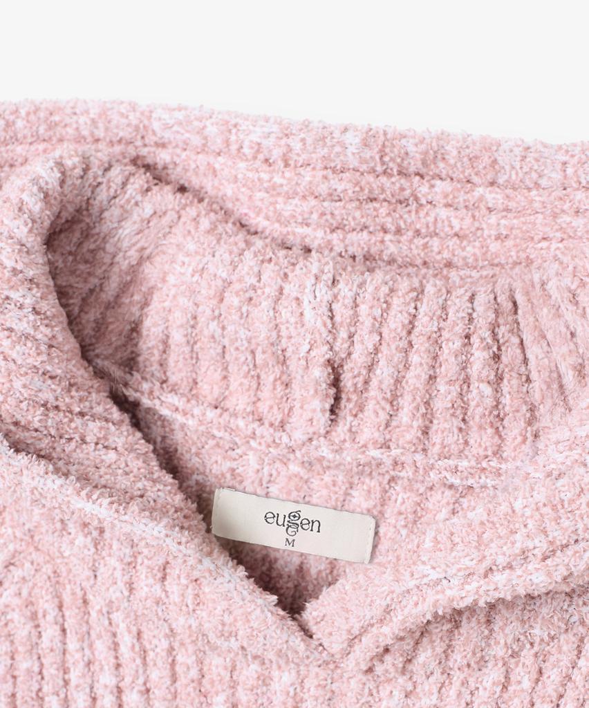 Yujen Eug Raglan Boucle Hoodie Knit_Pink