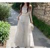 French Seine Evening Wind Lace Splicing Dress Summer Drawstring Waist Long Tank Skirt Summer New