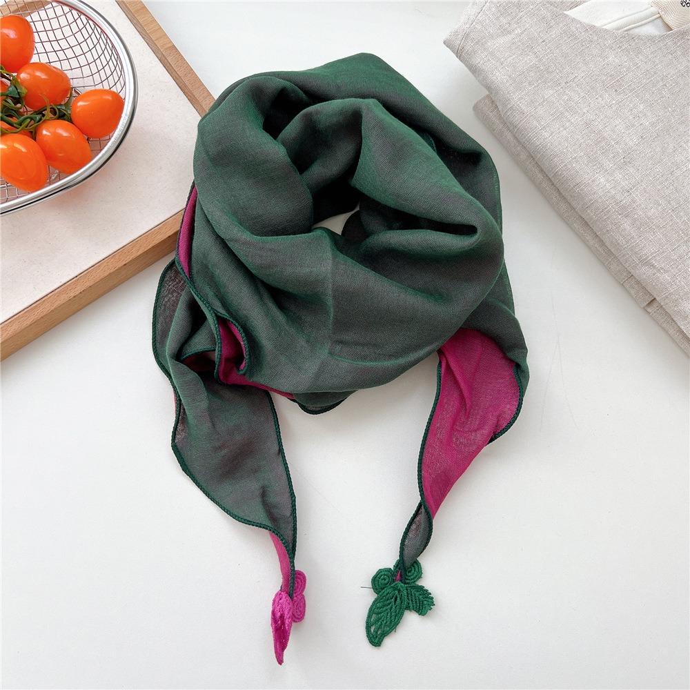 Double Layer Design Two Tone Headwrap Scarf Cotton Linen Bandana Hot Headscarf Accessory For Women
