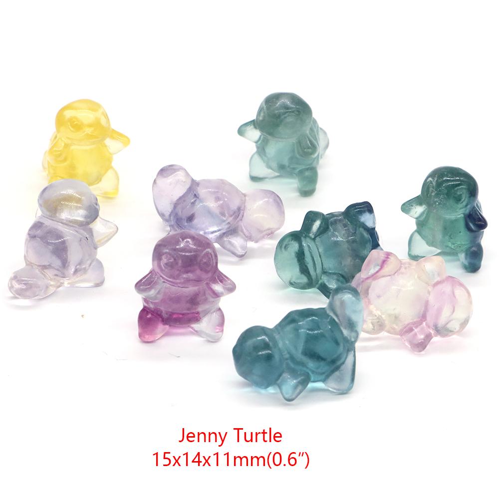 Natural Fluorite Crystals Mini Cartoon Animal Statue Reiki Healing Stones Carved Gemstone Crafts Home Decoration Ornament Gifts