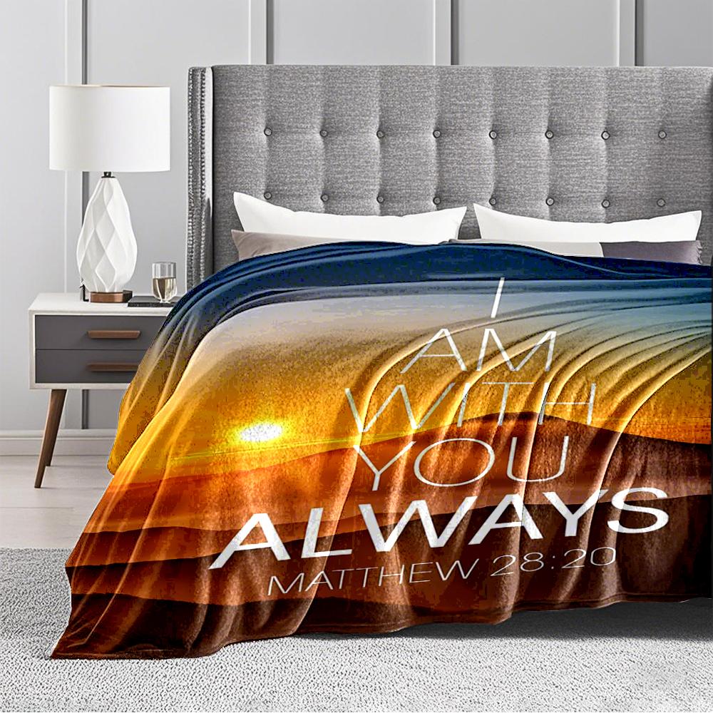 "I Am With You Always Landscape Scene"Flannel blanket for bedroom, living room, sofa, and nap
