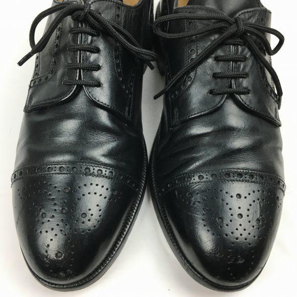 BALLY Made in France Cap Toe Business Shoes Black Size 7E (25.0-25.5) All Leather Men's(USED)