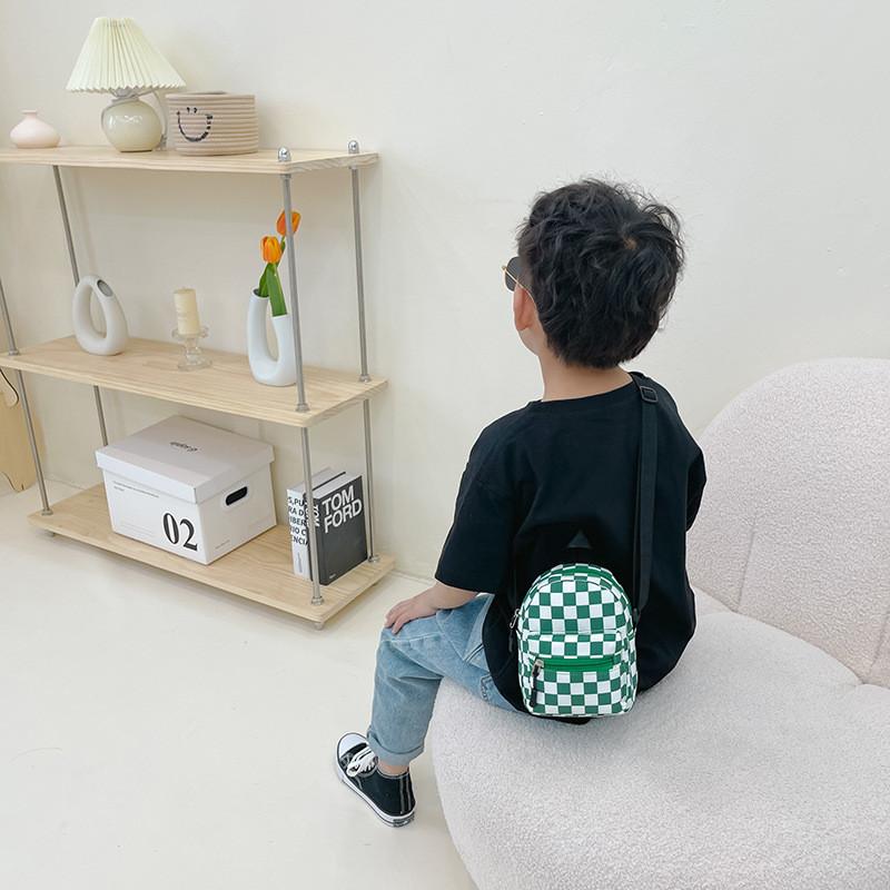 Adorable Children's Sling Bag In Fashionable Plaid Design Perfect For Toddlers