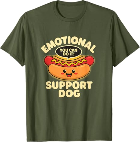 Emotional Support Hot Dogs Funny Kawaii Hot Dogs Design TShirt Y2k Cute Hotdog Graphic Outfit Womens Fashion Foodie Tee Tops
