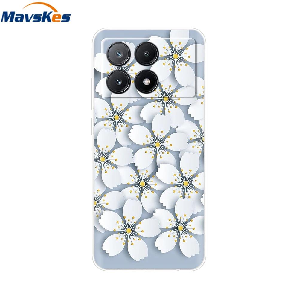 For Xiaomi Poco X6 Pro Case TPU Soft Painted Phone Cases For Xiomi Poco X6 PocoX6 Pro 5G Silicone Cover Flower Fundas Protective