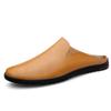 Men's Shoes 2025 Summer New Fashion Leather Surface Without Heel Half Slippers Men's Easy To Wear Lazy Shoes