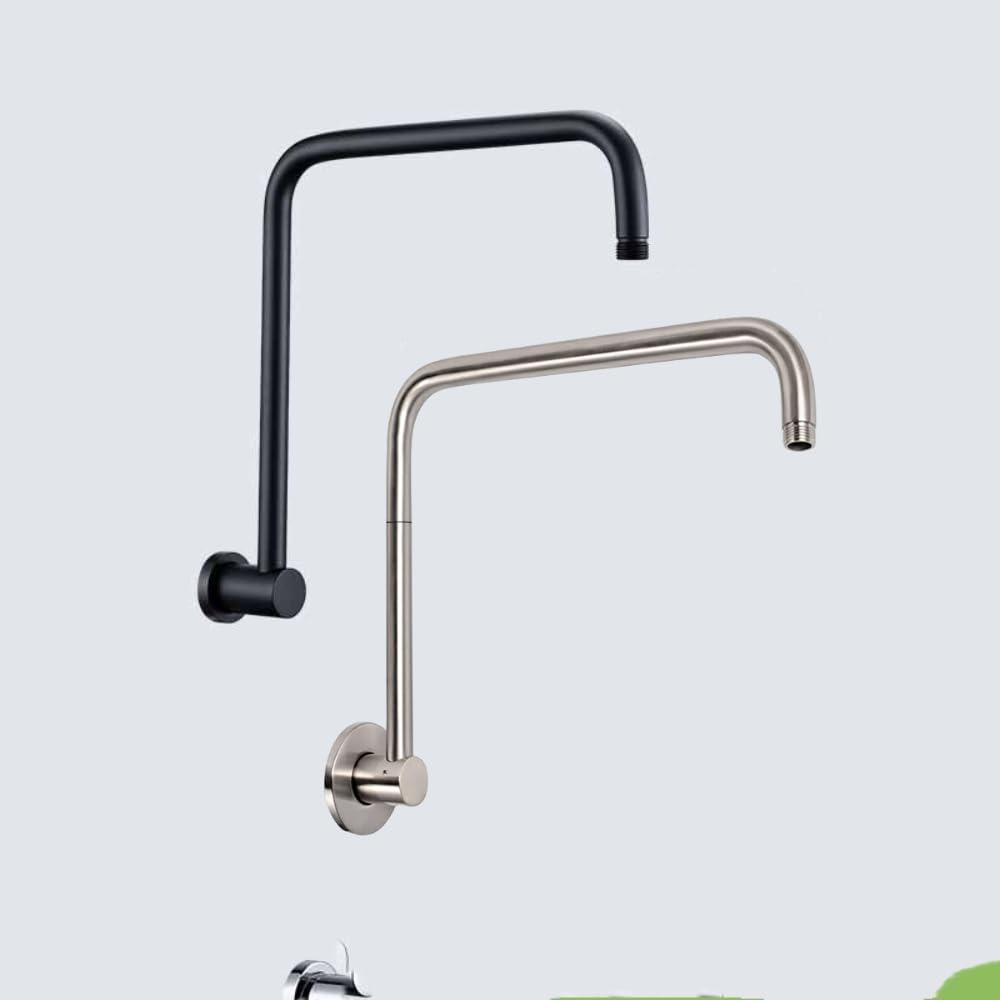 Stainless Steel High-Level Shower Extension Pipe,14.8-Inch, 360-Degree Swivel Shower Extension Pipe Arm,Swivel Shower Head Extension Arm with Flange