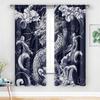 2PC Classic Asian Dragon Blackout Curtains – Chinese Dragon & Japanese Wave Design   Polyester for Bedroom