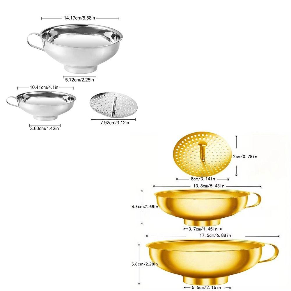 Stainless Steel Canning Funnel Wide Mouth Oil Filter Funnel Kitchen Funnel Set Salad Dressing