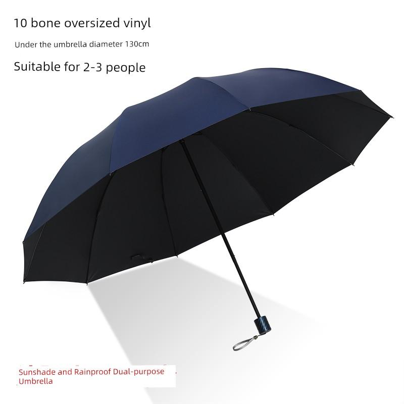 Large Umbrella for Men, Reinforced and Thickened, Sturdy and Wind-Resistant, Dual-Purpose for Sun and Rain, Manual Folding, Black Coating for Sun