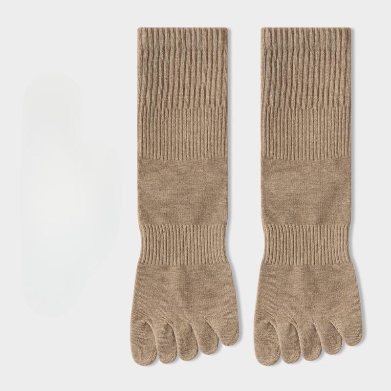 Chaussettes à cinq doigts, Chaussettes mi-mollet en coton pour femmes, Antibactériennes, Absorbant la sueur, Chaussettes de sport sans couture, Chaussettes fines de couleur unie à orteils séparés